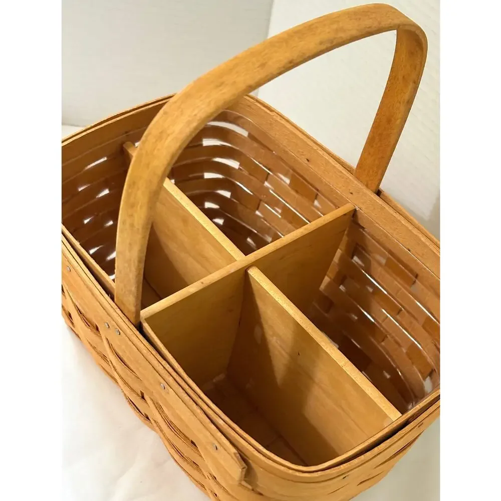 1997 Longaberger Rectangle Basket-Removeable Wood Divider-Plastic liner-11